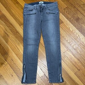Women's Paige Gray Ankle Zip Moto Jeans, style name: Jane Zip, size 28